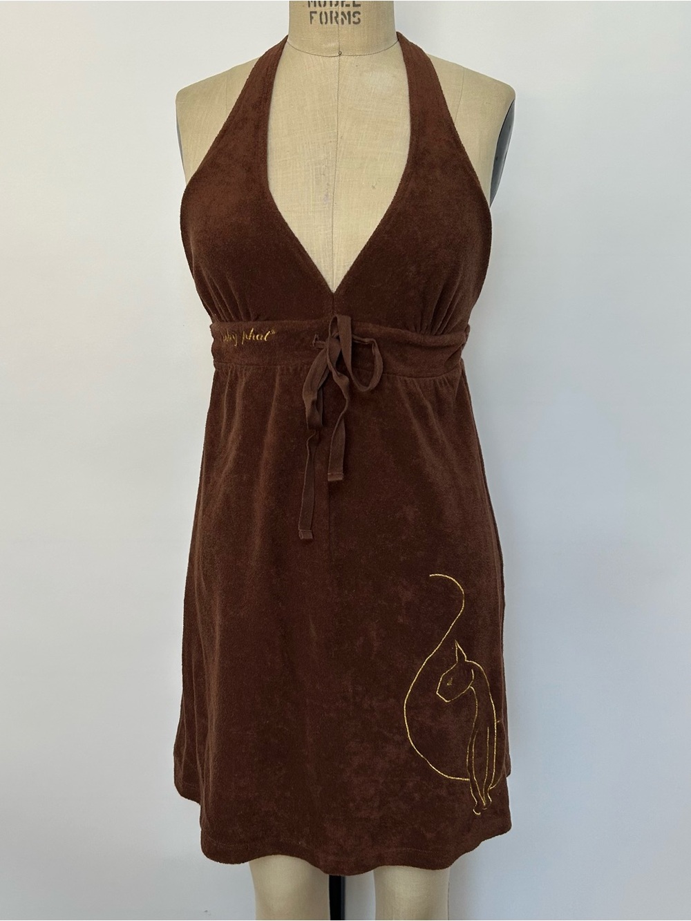 Baby Phat Brown Terry Halter Top with Logo Tag